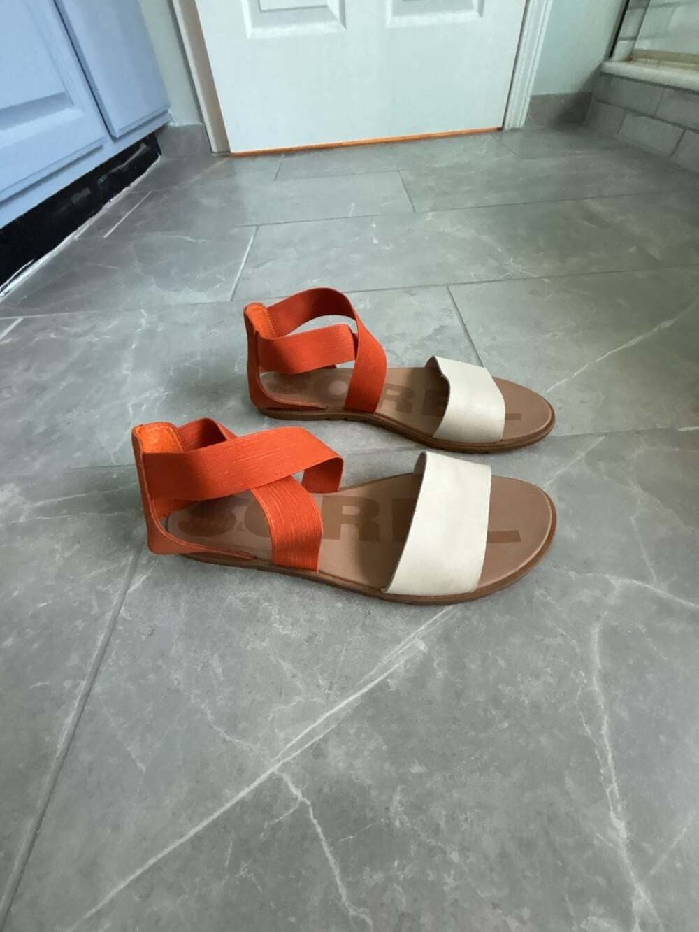 Sorel Ella Sandal Desert Sun Orange and Chalk White